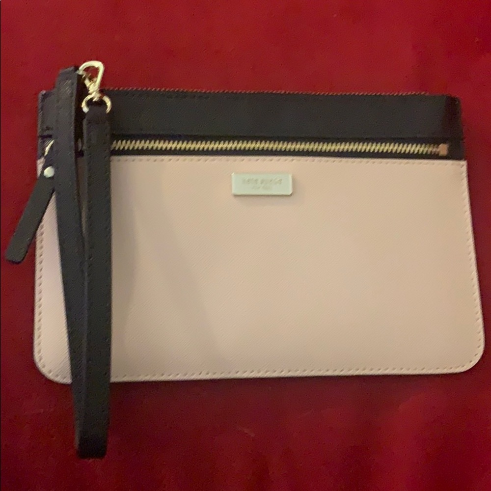 Kate spade ♠️ black and light pink clutch purse